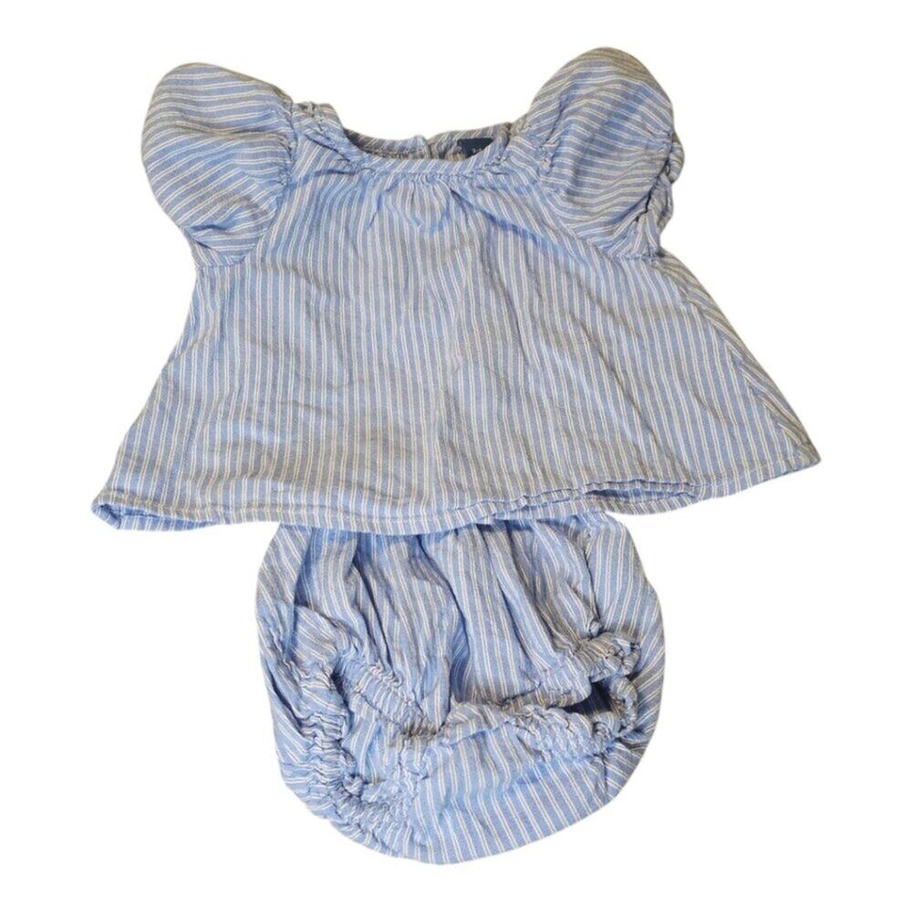 Old Navy Baby Outfit 3–6 Months – Blue & White Striped Top with Matching Bloomer